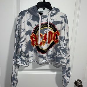 AC/DC Cropped tie dye hoodie. Size L.